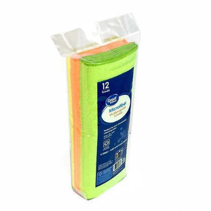 Multipurpose Microfiber Household Cleaning Cloth & Wipe, Multicolor, 12 Count